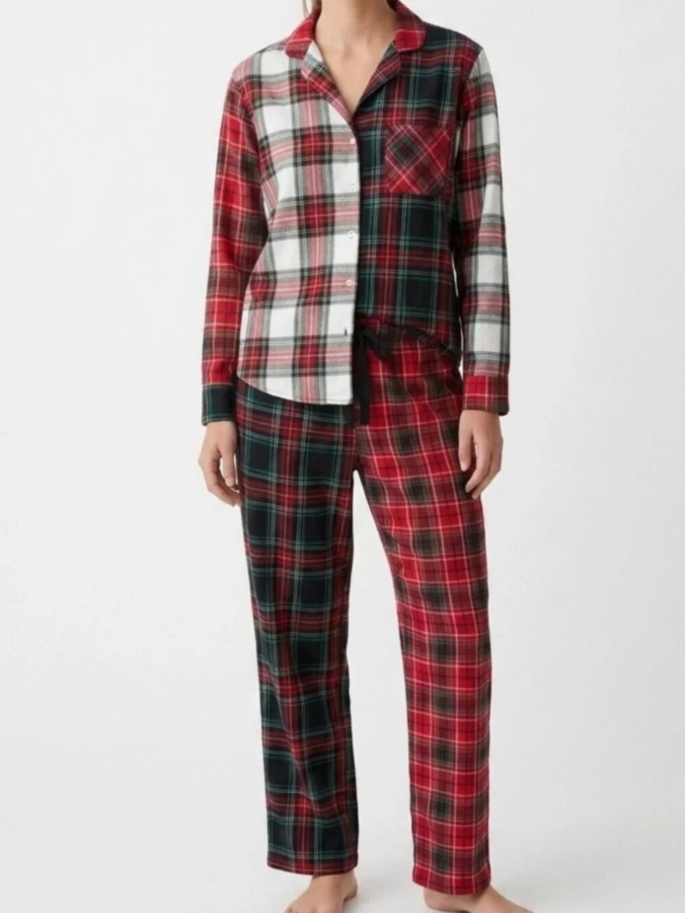 Victoria's Secret mix plaid red green pj set button down medium EUC